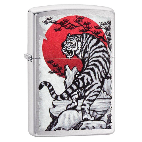 499 ZIPPO ЗажигалкаAsian Tiger с покрытием Brushed Chrome