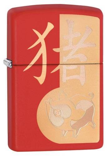 250 ZIPPO Зажигалка ZIPPO Year of the Pig Design с покрытием Red Matte